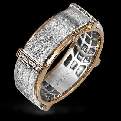 Simon G Men Ring 18k Gold (Rose, White) 0.16 ct Diamond