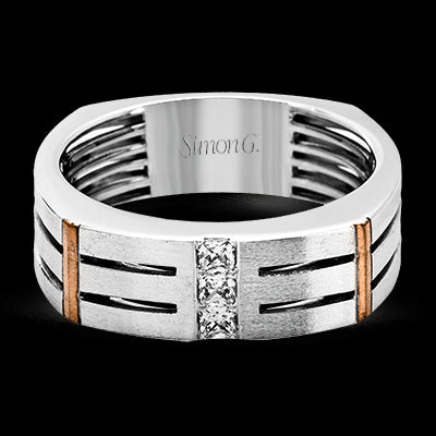 Simon G. 0.19 ctw 14k Two Tone Gold Wedding Band