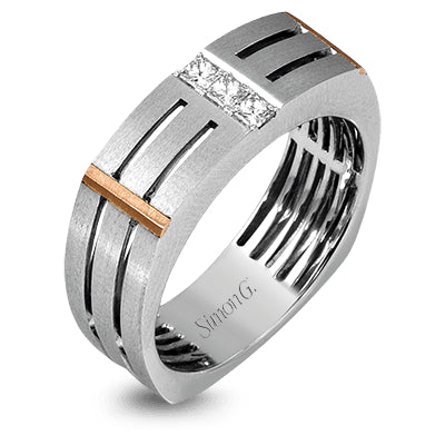 Simon G Men's Wedding Band In 14K Gold (White)