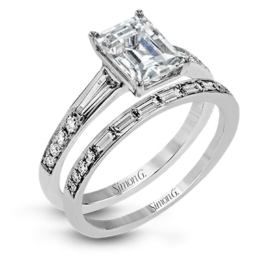 Simon G Bridal Emerald-Cut Engagement Ring & Matching Wedding Band In 18K Gold With Diamonds (White)