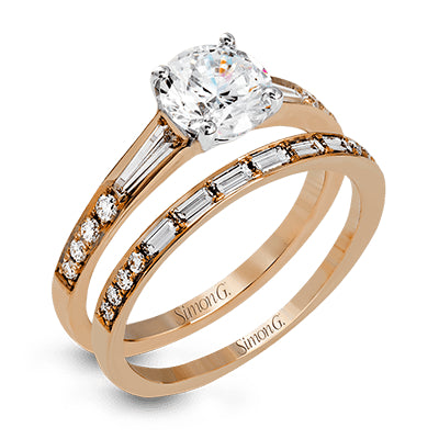 Simon G Bridal Round-Cut Engagement Ring & Matching Wedding Band In 18K Gold With Diamonds (Rose)