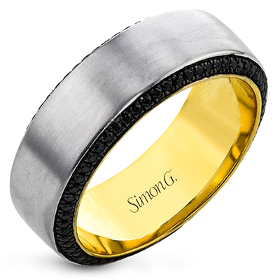 Simon G Men Ring 14k Gold (Black, White) 0.5 ct Diamond