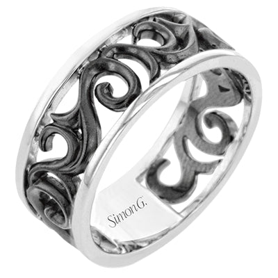 Simon G Men's Wedding Band In 14K Gold (White,Black)