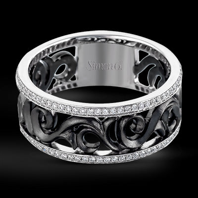 Simon G Men Ring 18k Gold (Black, White) 0.41 ct Diamond