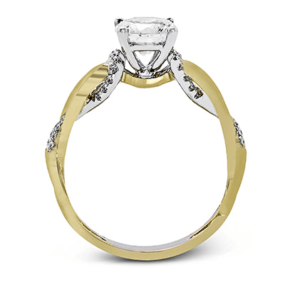 Simon G. 0.17 ctw Criss Cross 18k Two Tone Gold Round Cut Engagement Ring