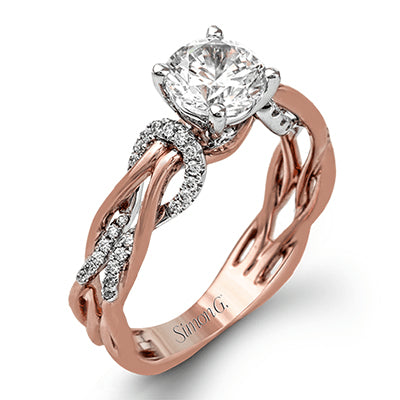 Simon G Bridal Round-Cut Criss-Cross Engagement Ring In 18K Gold With Diamonds (Rose)