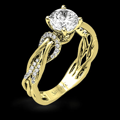 Simon G. 0.17 ctw Criss Cross 18k Yellow Gold Round Cut Engagement Ring
