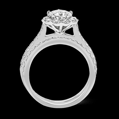 Simon G. 0.90 ctw Bridal Set 18k White Gold Round Cut Engagement Ring