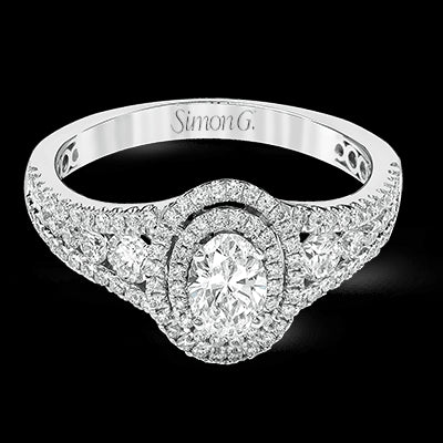 Simon G. 0.68 ctw Halo 18k White Gold Oval Cut Engagement Ring