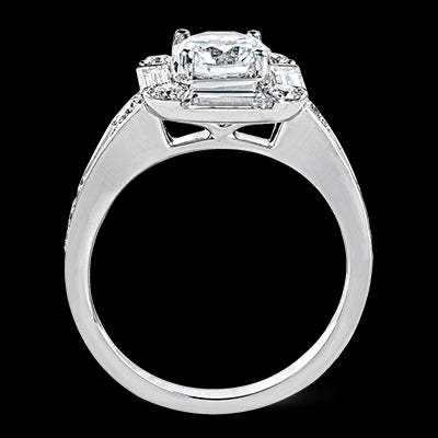Simon G. Bridal Set 18k White Gold Round Cut Engagement Ring