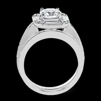 Simon G. Bridal Set 18k White Gold Round Cut Engagement Ring