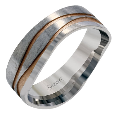 Simon G Men's Wedding Band In 14K Gold (White,Rose)