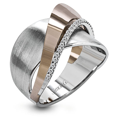 Simon G Fashion Clio Right Hand Ring In 18K Gold With Diamonds (White,Rose)