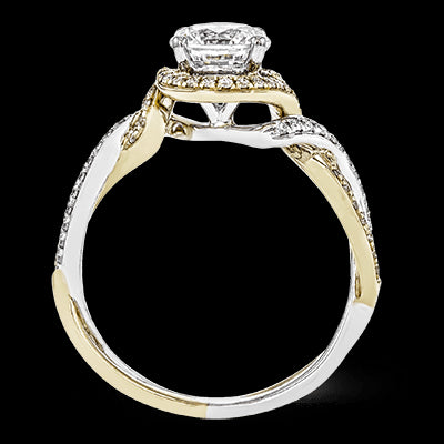 Simon G. Criss Cross 18k Two Tone Gold Round Cut Engagement Ring