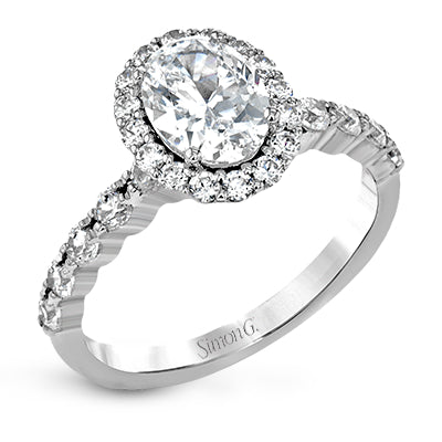 Simon G Bridal Oval-Cut Halo Engagement Ring In 18K Gold With Diamonds (White)