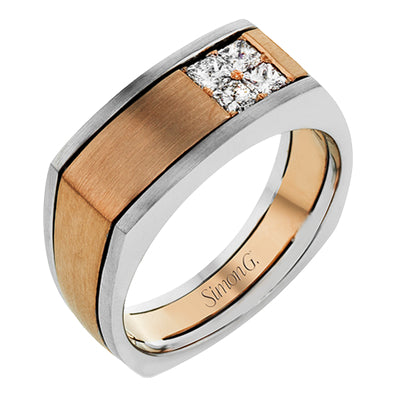 Simon G Men's Wedding Band In 14K Gold With Diamonds (Rose,White)