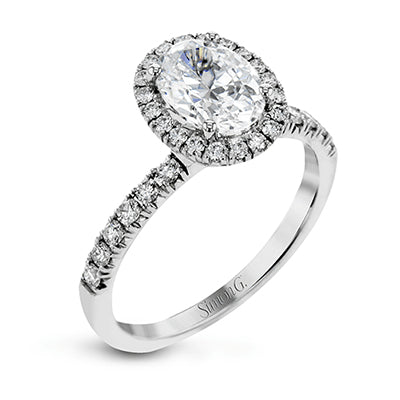 Simon G. Bridal Set 18k White Gold Oval Cut Engagement Ring