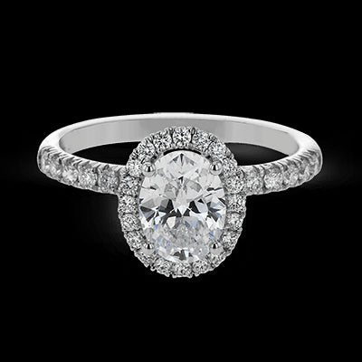 Simon G. Bridal Set 18k White Gold Oval Cut Engagement Ring