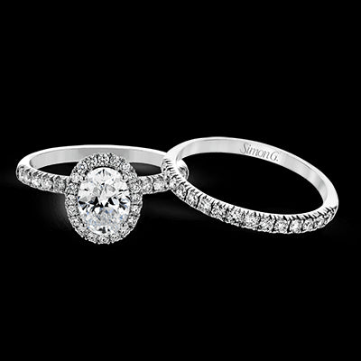 Simon G. 0.72 ctw Bridal Set 18k White Gold Oval Cut Engagement Ring