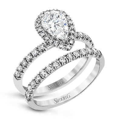 Simon G Bridal Pear-Cut Halo Engagement Ring & Matching Wedding Band In 18K Gold With Diamonds (White)