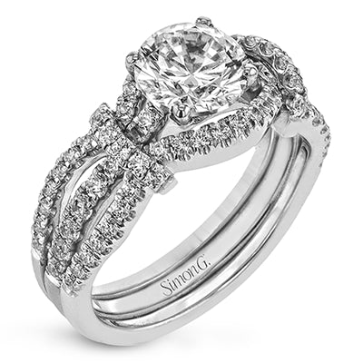 Simon G Bridal Round-Cut Split-Shank Engagement Ring & Matching Wedding Band In 18K Gold With Diamonds (White)