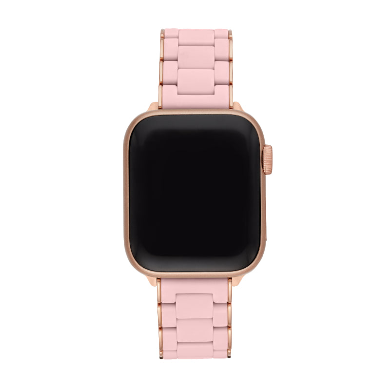 Michele 38/40/41mm and 42/44/45/49mm Barely Pink and Pink-Tone Silicone-Wrapped Bracelet Band for Apple Watch