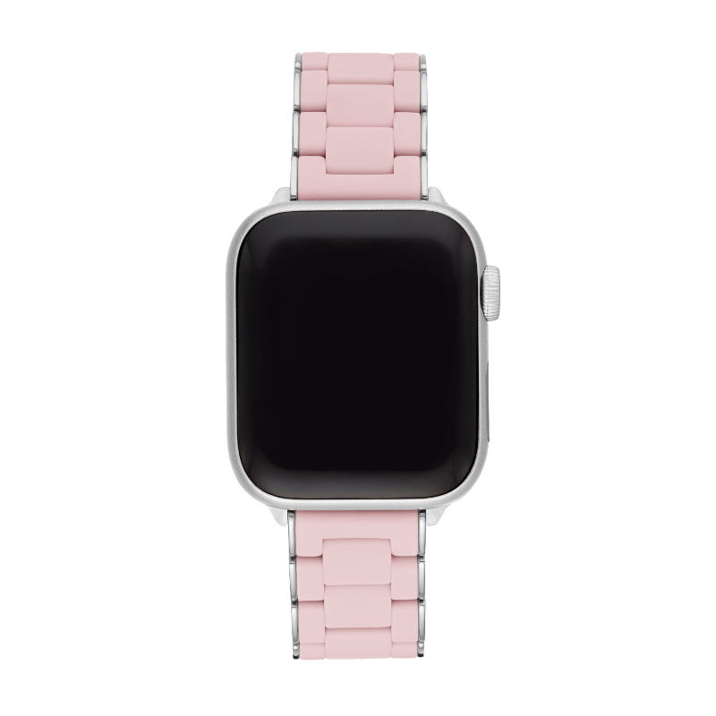 Michele 38/40/41mm and 42/44/45/49mm Barely Pink and Stainless Silicone-Wrapped Bracelet Band for Apple Watch