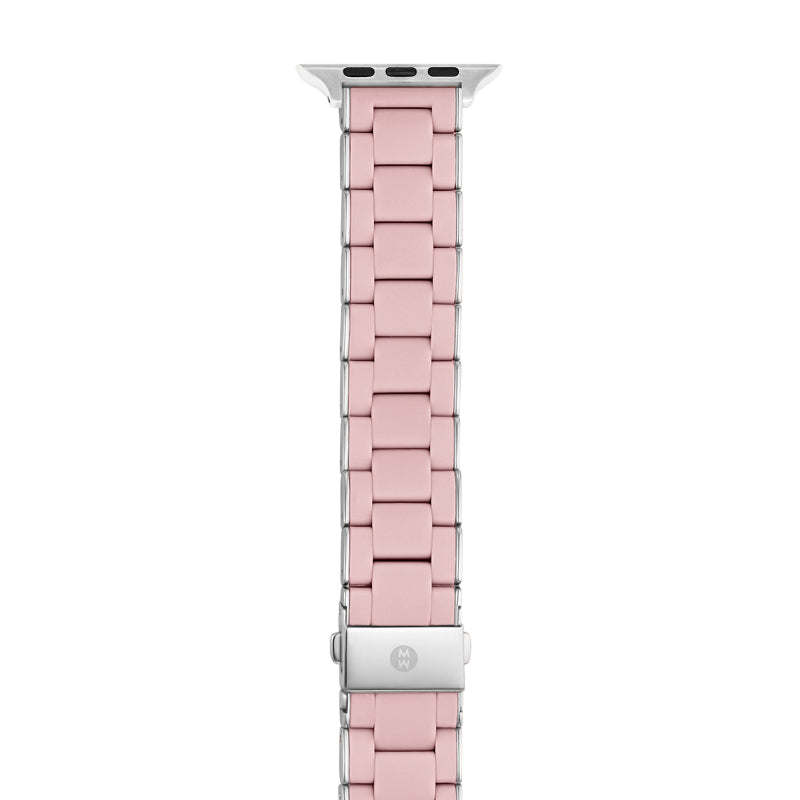 Michele 38/40/41mm and 42/44/45/49mm Barely Pink and Stainless Silicone-Wrapped Bracelet Band for Apple Watch
