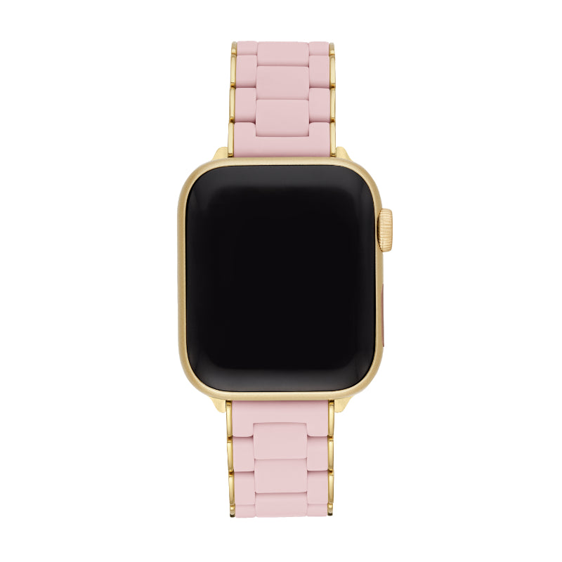 Michele 38/40/41mm and 42/44/45/49mm Barely Pink and Gold-Tone Silicone-Wrapped Bracelet Band for Apple Watch