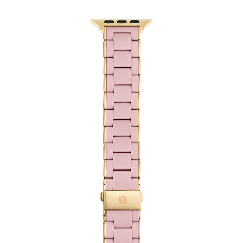 Michele 38/40/41mm and 42/44/45/49mm Barely Pink and Gold-Tone Silicone-Wrapped Bracelet Band for Apple Watch