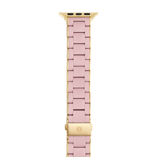 Michele 38/40/41mm and 42/44/45/49mm Barely Pink and Gold-Tone Silicone-Wrapped Bracelet Band for Apple Watch