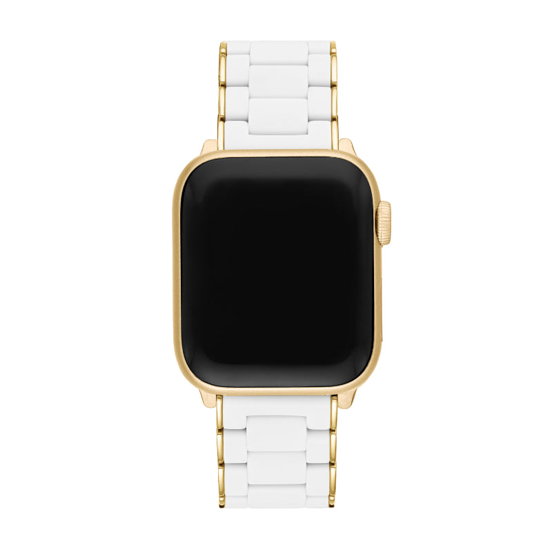 Michele 38/40/41mm and 42/44/45/49mm White and Gold-Tone Silicone-Wrapped Bracelet Band for Apple Watch