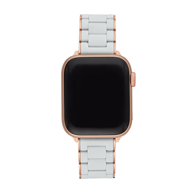 Michele 38/40/41mm and 42/44/45/49mm Fog and Pink-Tone Silicone-Wrapped Bracelet Band for Apple Watch