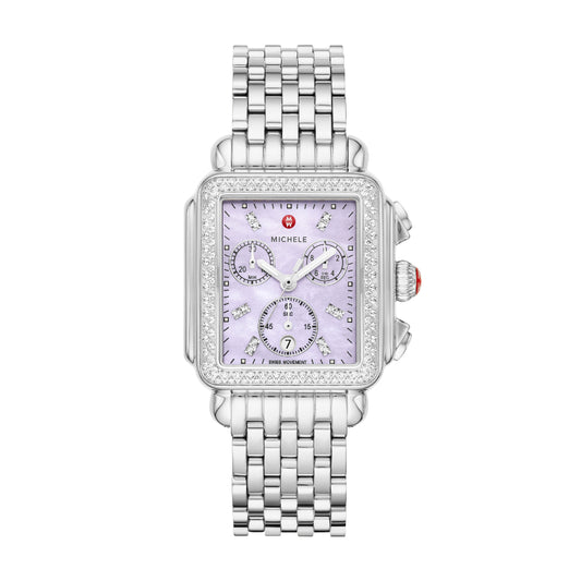 Michele Deco Stainless Steel Diamond Watch