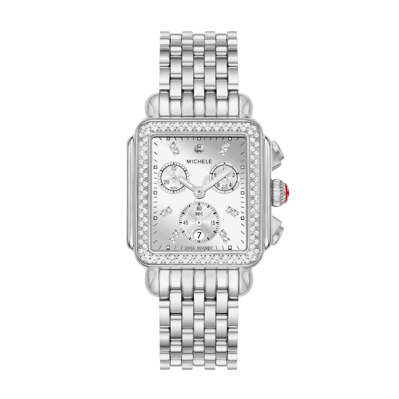 Michele Deco High Shine Stainless Steel Diamond Watch