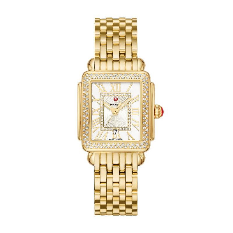 Michele Deco Madison Mid 18K Gold Diamond Watch