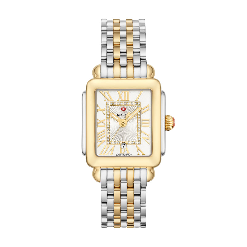 Michele Deco Madison Mid Two-Tone 18K Gold Diamond Dial Watch