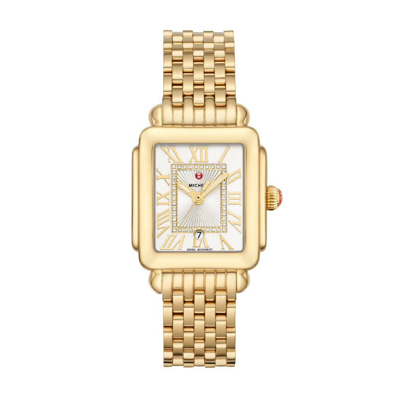 Michele Deco Madison Mid 18K Gold Diamond Dial Watch