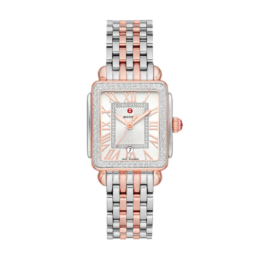 Michele Deco Madison Mid Two-Tone 18K Pink Gold Diamond Watch