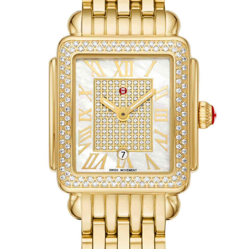 Michele Limited Edition Deco Madison Mid 18K Gold-Plated Diamond Watch