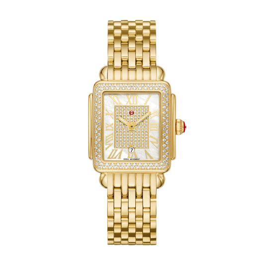Michele Limited Edition Deco Madison Mid 18K Gold-Plated Diamond Watch