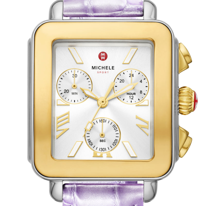 Michele Deco Sport Two-Tone Lavender Leather Watch