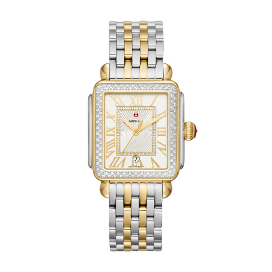 Michele Deco Madison Diamond Two-Tone 18K Gold Diamond Dial Watch