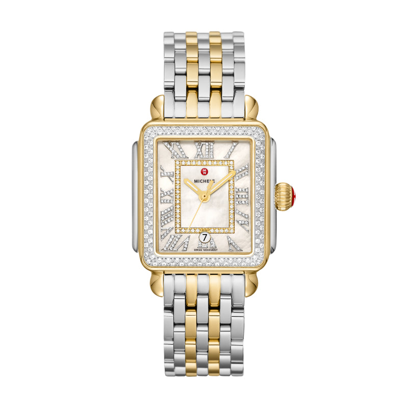 Michele Deco Madison Two-Tone 18k Gold-Plated Diamond Watch