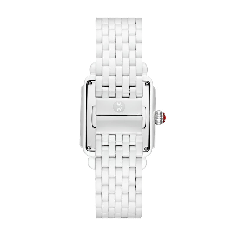 Michele Deco Madison White Ceramic Diamond Watch
