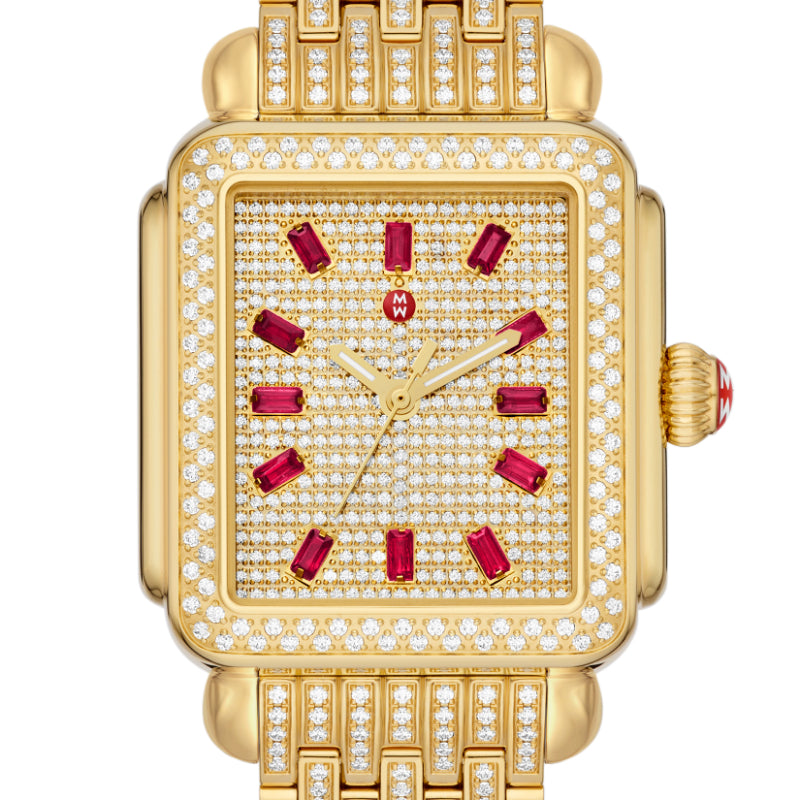 Michele Limited Edition Deco 18K Gold-Plated Diamond Watch