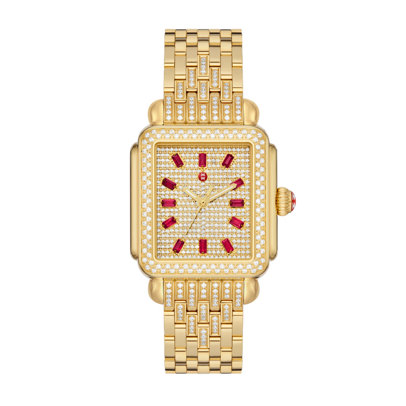 Michele Limited Edition Deco 18K Gold-Plated Diamond Watch