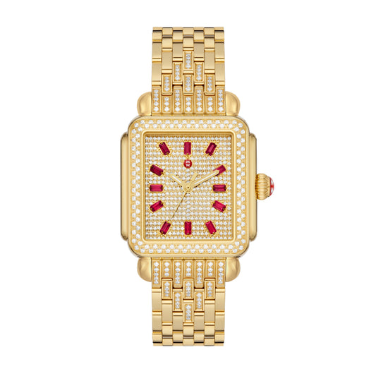 Michele Limited Edition Deco 18K Gold-Plated Diamond Watch
