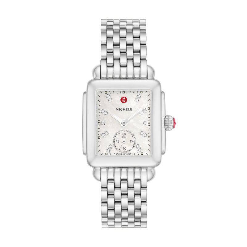 Michele Deco Mid Stainless Diamond Dial Watch
