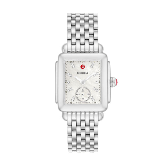 Michele Deco Mid Stainless Diamond Dial Watch